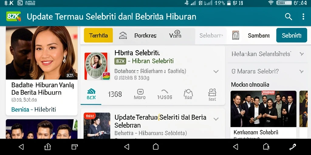 Antarmuka 8ZK menampilkan berita hiburan terbaru dan menarik.
