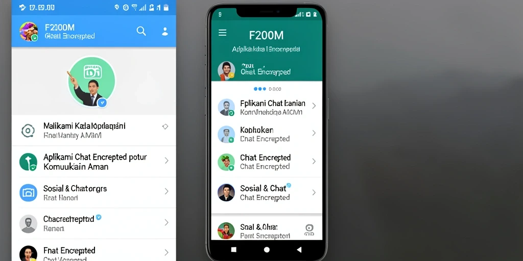 Tampilan antarmuka menarik dari aplikasi Chat Encrypted F200M.