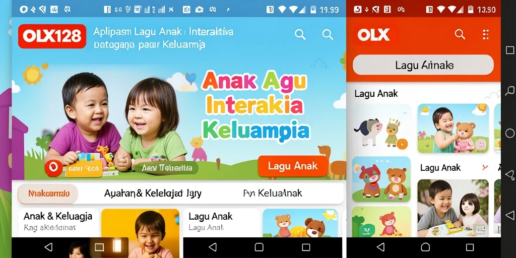 Tampilan antarmuka OLX128 dengan lagu anak yang menarik.