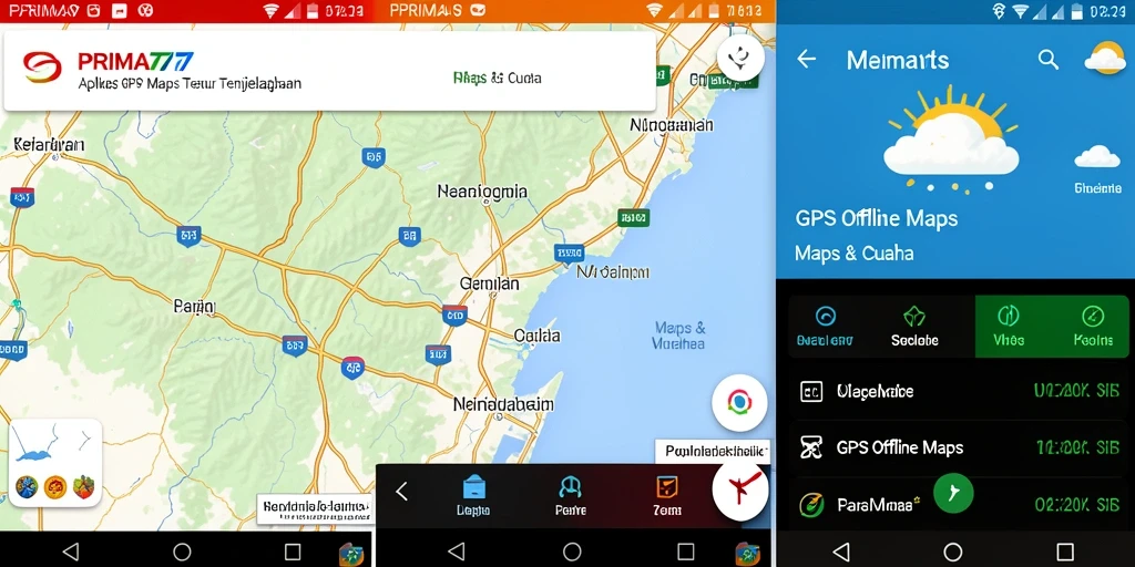 Antarmuka aplikasi PRIMA77 yang ramah pengguna untuk navigasi GPS.