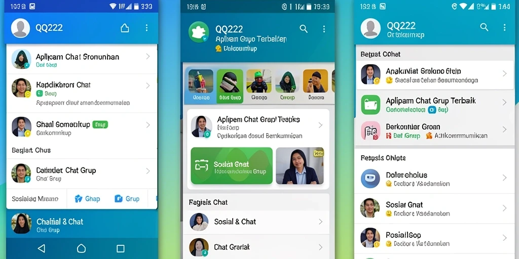 Tampilan antarmuka aplikasi Chat Grup QQ222 yang menarik.