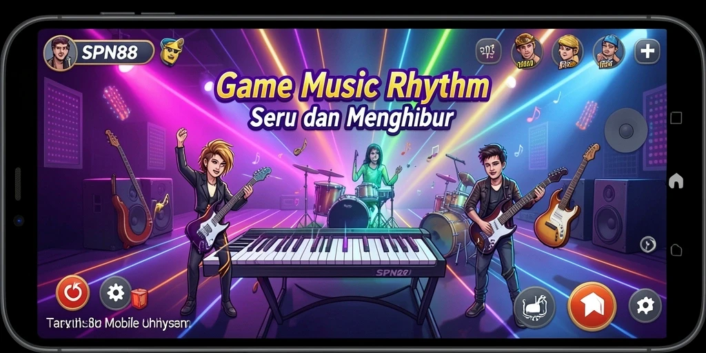 Tampilan antarmuka SPN88 yang menarik dan interaktif dalam permainan Musik Rhythm.
