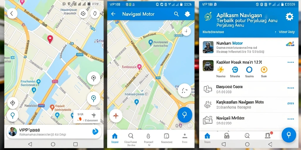 Antarmuka aplikasi VIP188 yang sederhana dan informatif untuk Navigasi Motor.